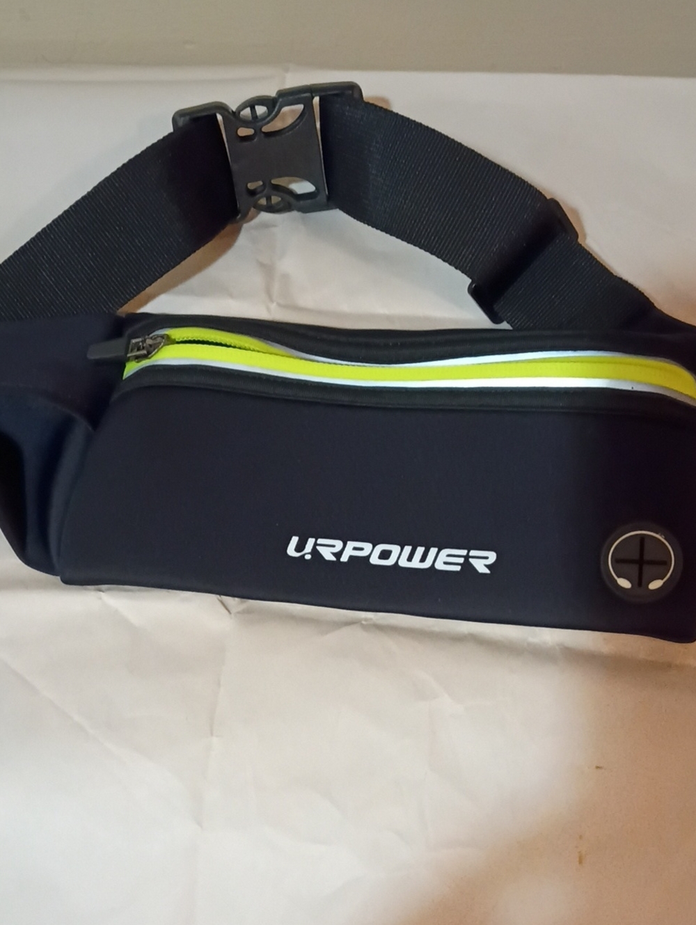 Black Waist Phone Pouch with Lime Accent